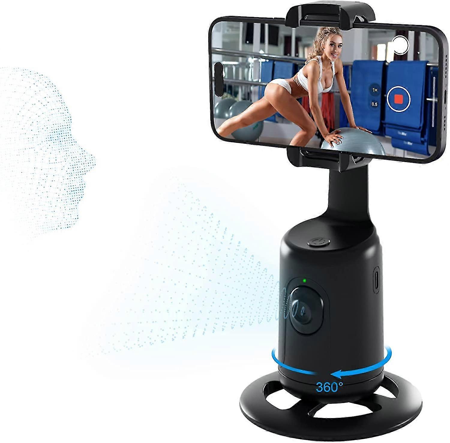 Auto Face Tracking Phone Holder, 360 Rotation Face Body Phone Camera Mount Smart Tracking Shooting Phone Holder For Live Vlog
