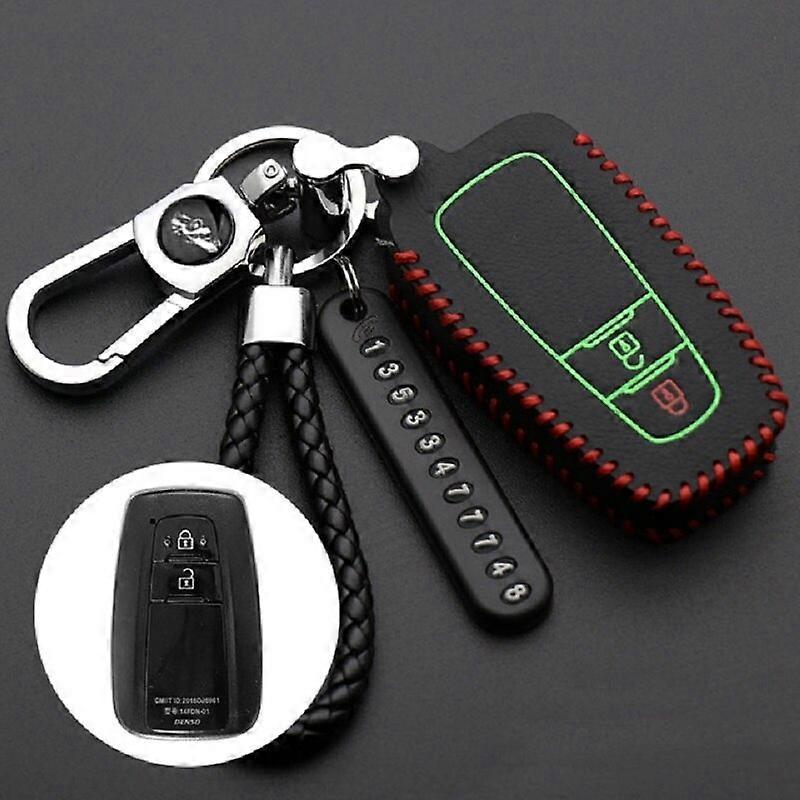 Luminous Leather Car Smart Key Cover Protective Case Holder For Toyota Camry CHR Prius Corolla RAV4 Prado 2017 2018 Accessories Key Blanks