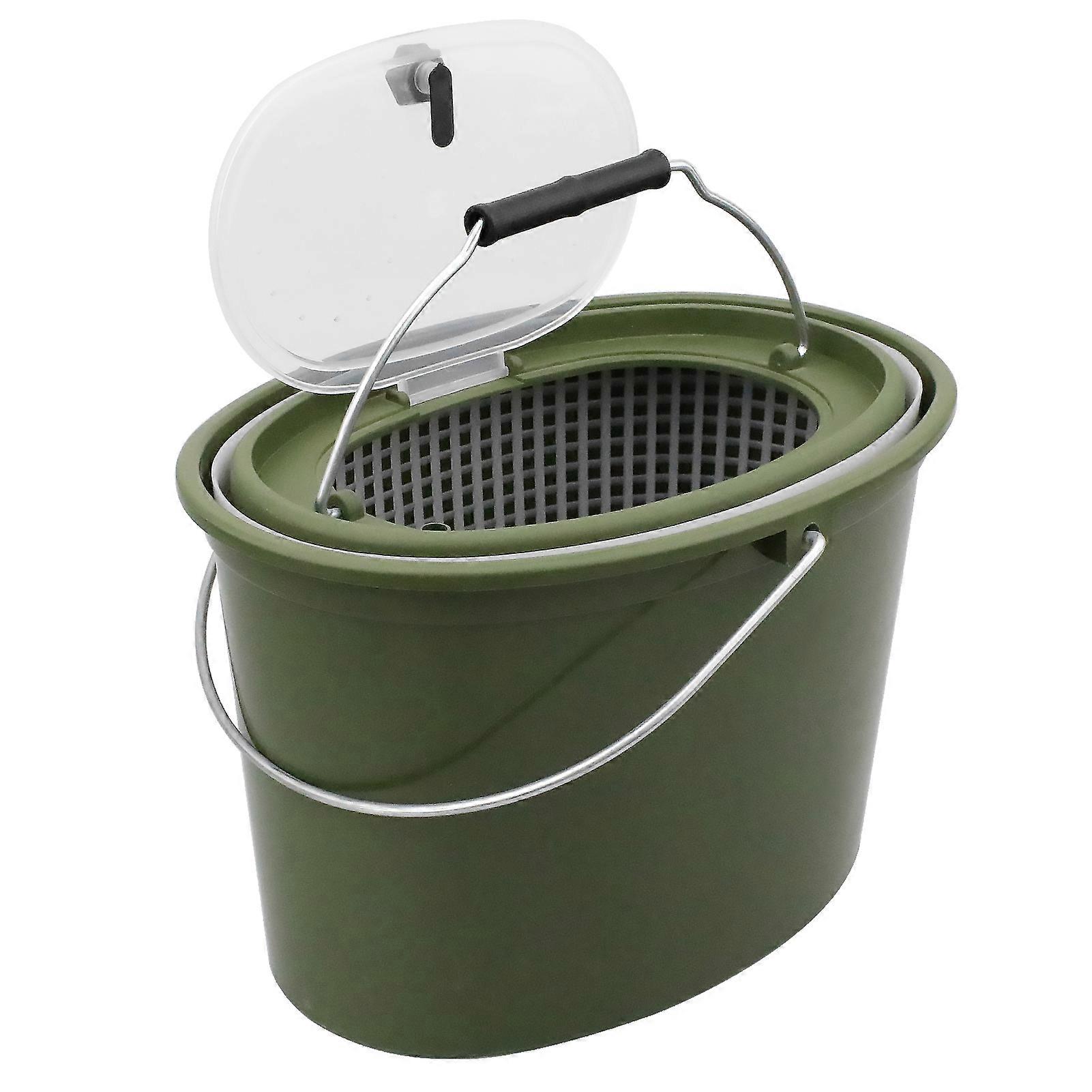 2-in-1 Fishing Bucket Double-Deck Fish Box Detachable Fish Strainer Colander Fishing Bait Storage Container Double Handle Fishing Draining Basket