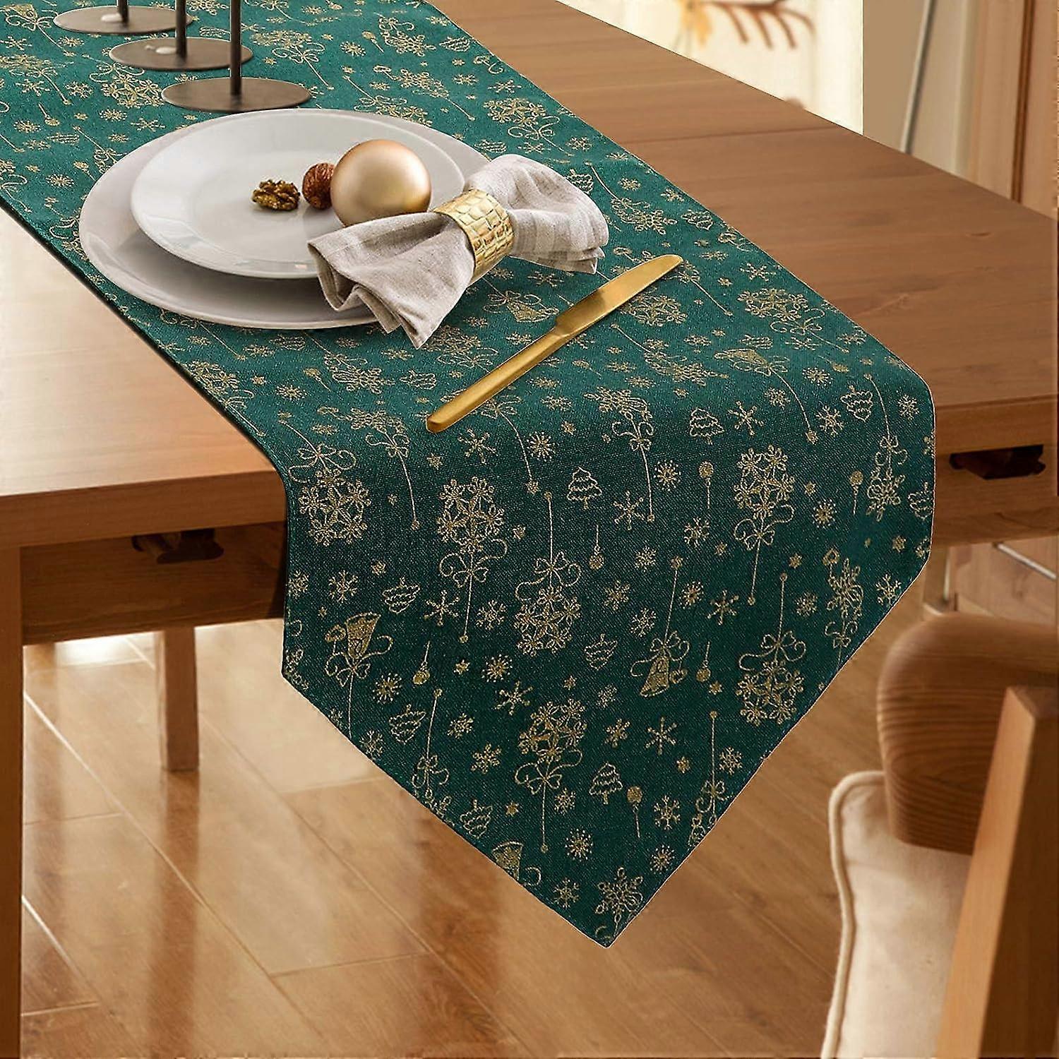 Christmas table runner Embroidered table runner Snowflake decor Christmas tablecloth Classic home tablecloth Decorative tablecloth Party decoration, 1