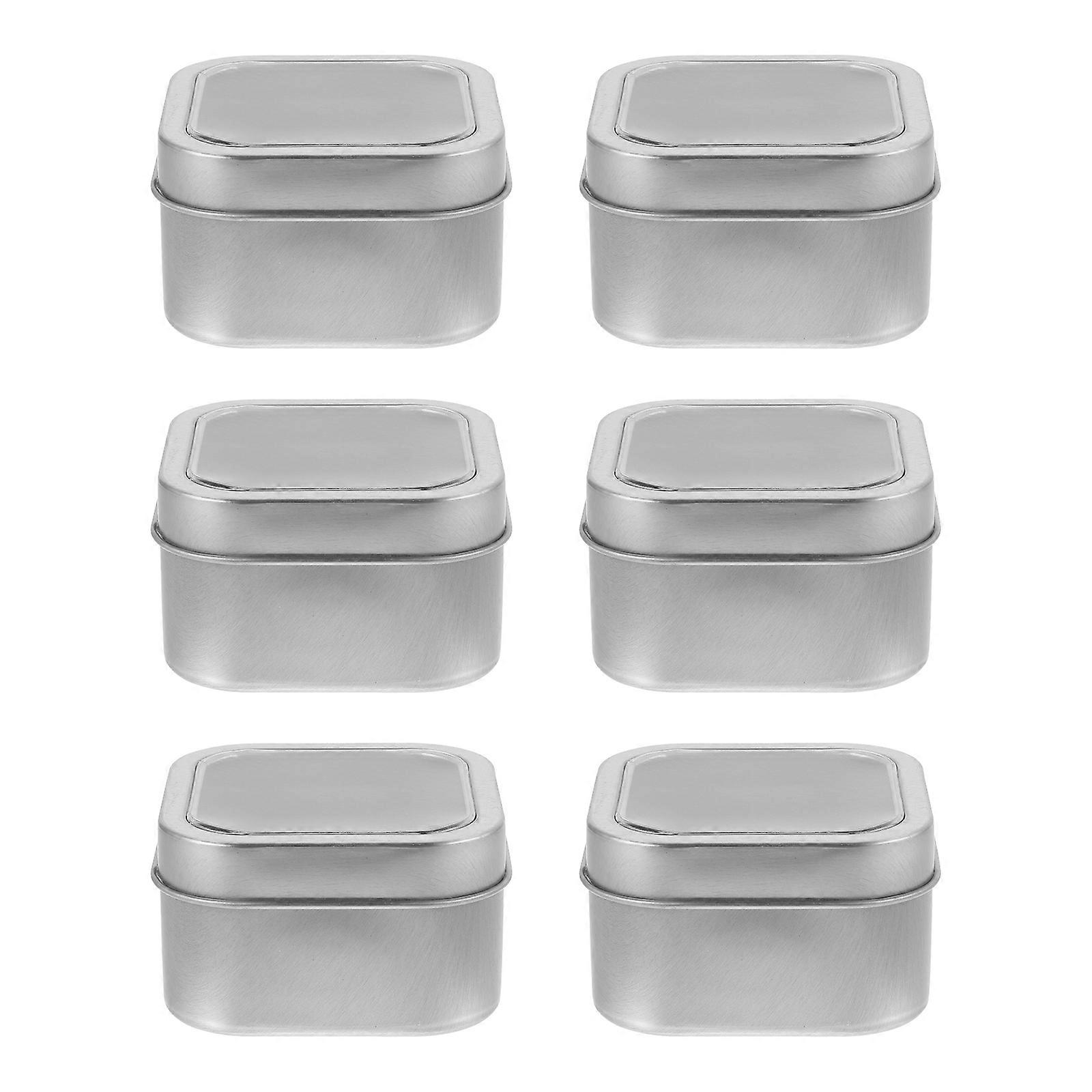 6pcs Creative Tinplate Storage Containers with Clear Window Small Boxes (Silver)