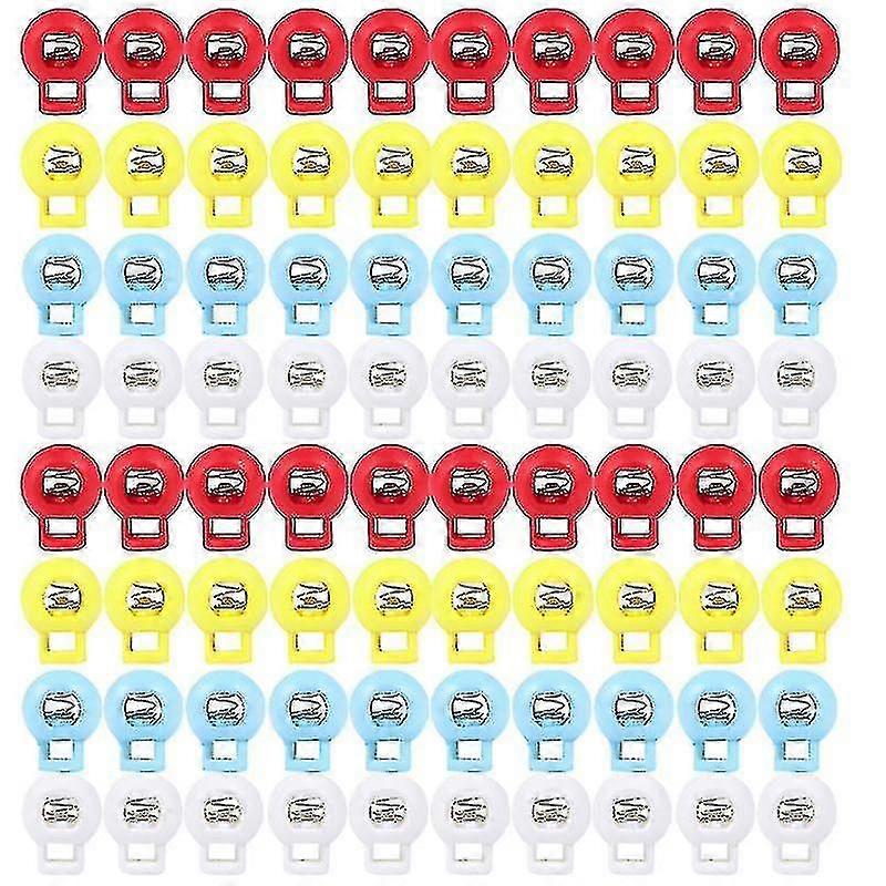 100pcs Colorful Plastic Toggle Round Single Hole Cord Lock Clamp