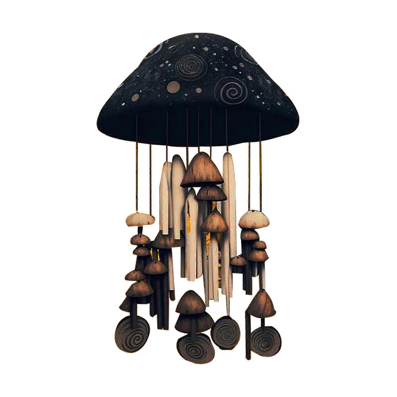 שדרג פטריות קמפנולה אמנות בעבודת יד, סגנון טבעי ייחודי שרף רומנטי פטריות צבעוניות פעמוני רוח לעיצוב חיצוני מקורה פטיו מרפסת גאר