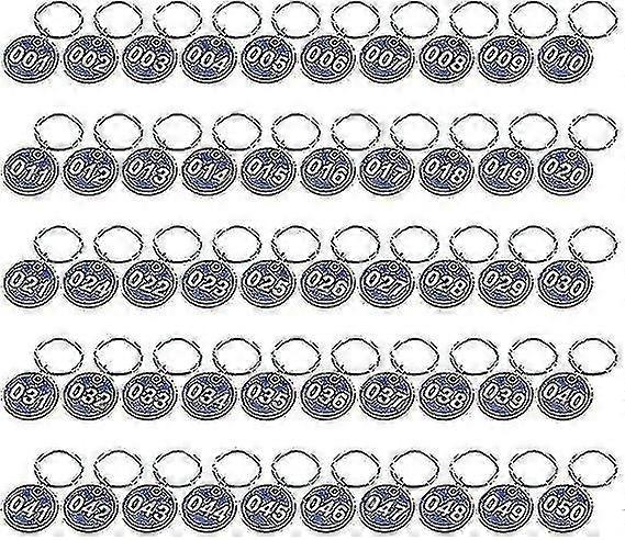 1-50 Numbers Key Chain Numbers Tags Locker Gym Key Rings Engraved Number With Key Rings Key Ring Aluminum Numbers Tag