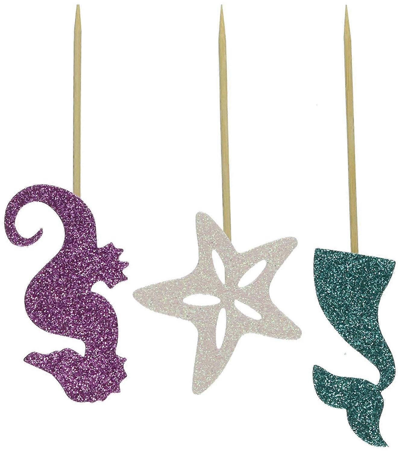 24 Pieces Theme Glitter Cupcake Topper Cake Picks Decoration