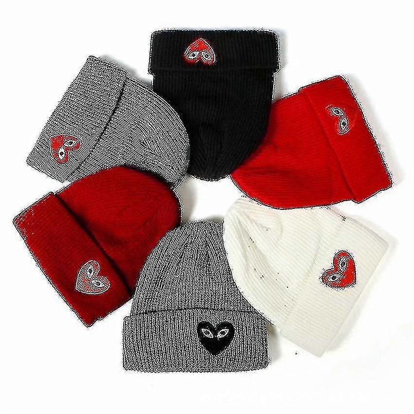 6 Pcs Heart Unisex Knitted Beanie Hat Cap