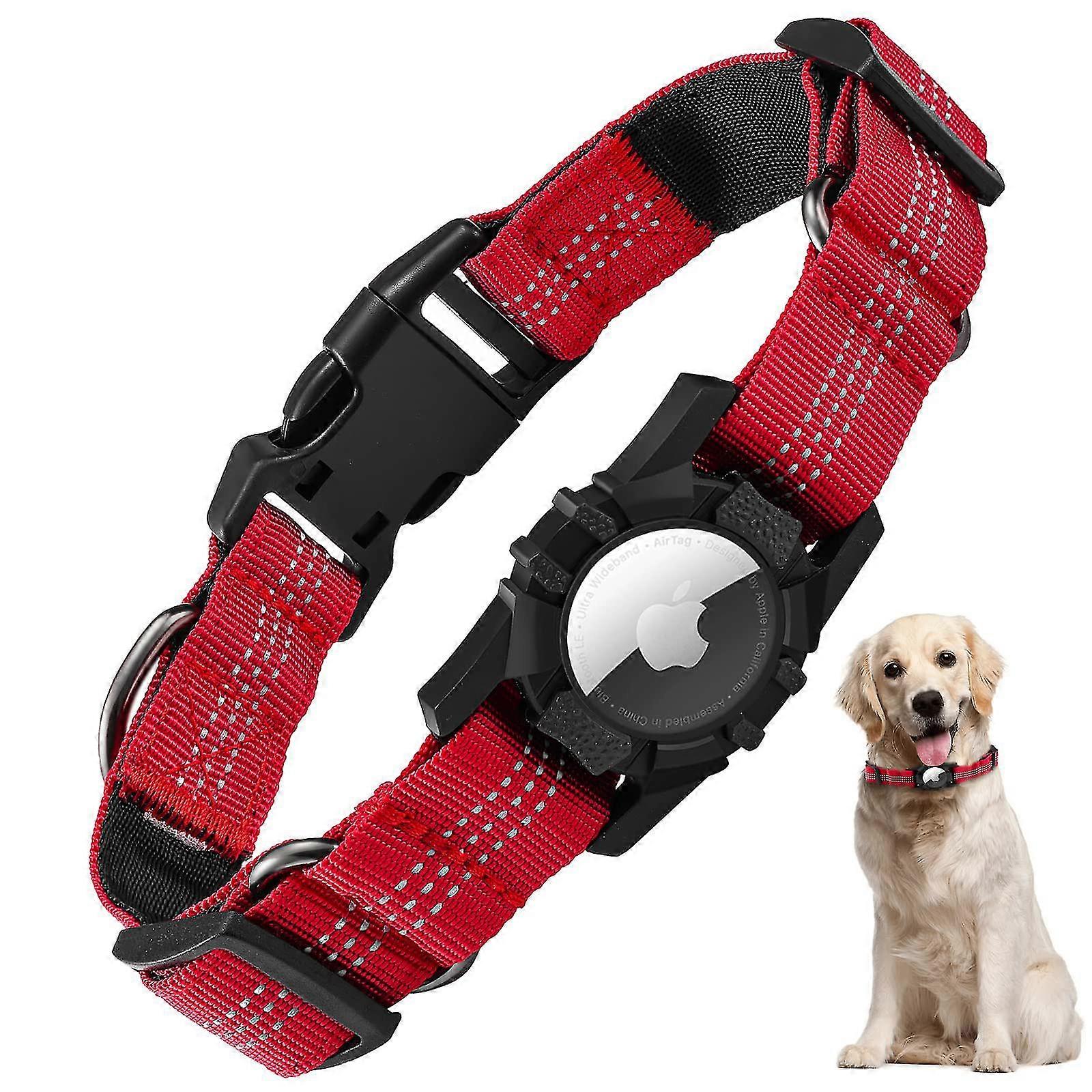 Airtag Köpek Yakası, Apple Airtags için Yansıtıcı Hava Etiketi Köpek Tasması - Airtag Tutuculu Ayarlanabilir Dayanıklı Ağır Hizmet Tipi Köpek Tasması