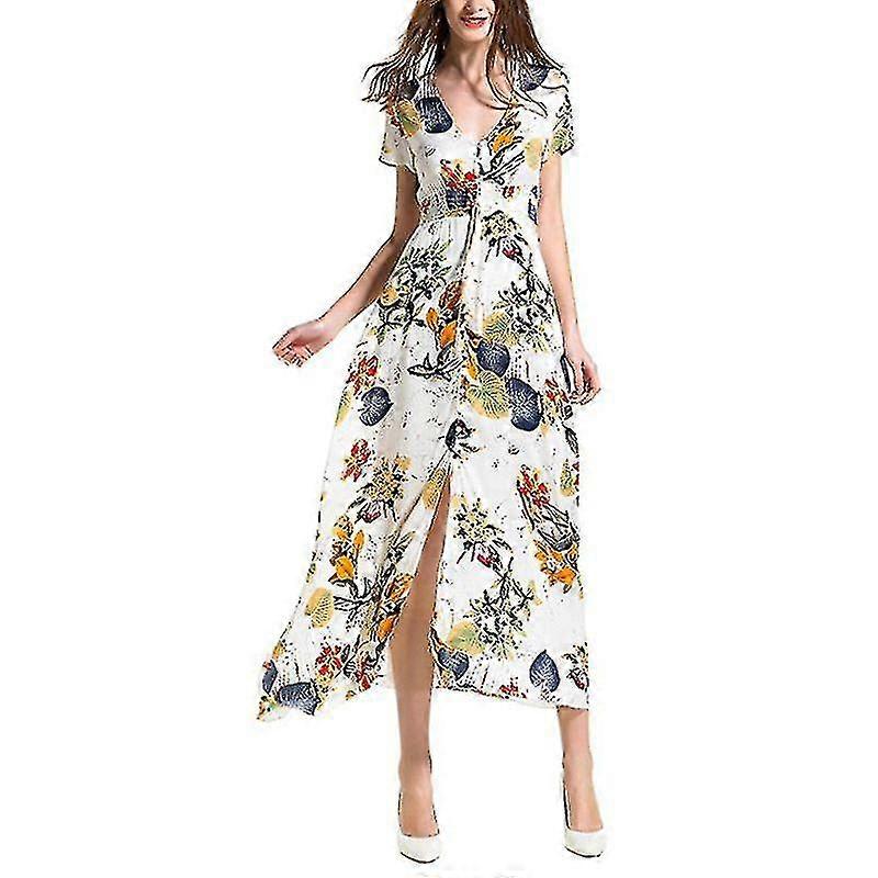 Womens Bohemian Fl Print Split