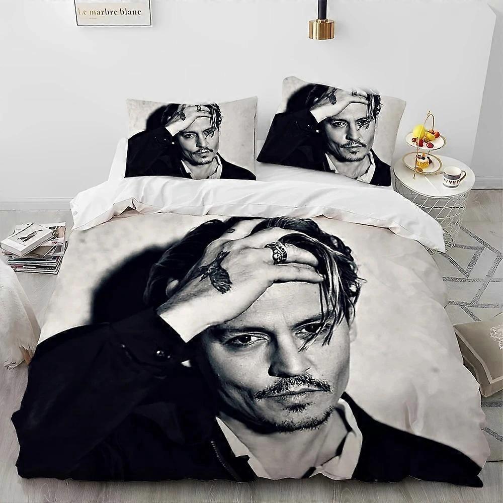 a2656 Lakan ing Johnny Depp Series Täcke Sängkläder Påslakan Påslakan Påslakan Örngott Sängkläder Sängkläder Kids 3-delat sängkläder set (1 täcke