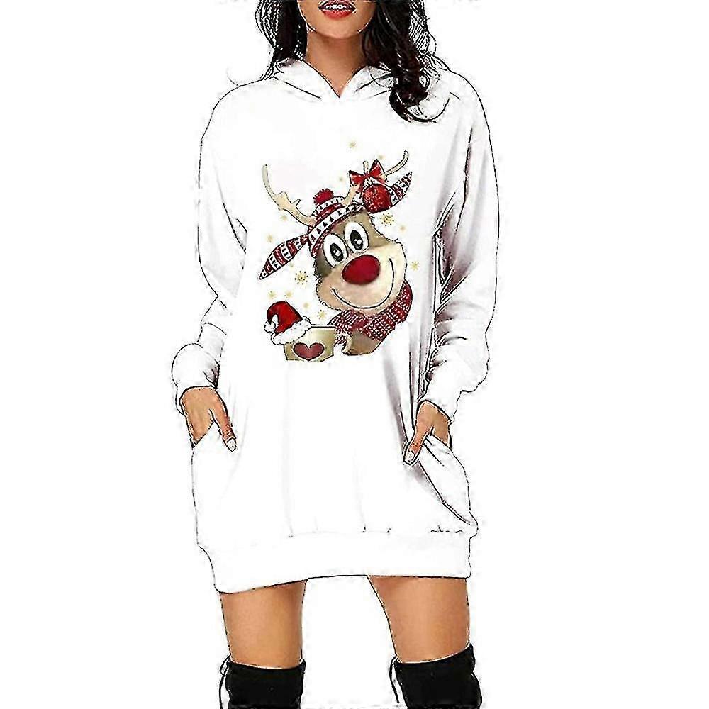 white christmas dresses Christmas Pinguin Santa Claus Reindeer Hoodie Dress for Women, Holiday –  Kawaii Heaven main image 0