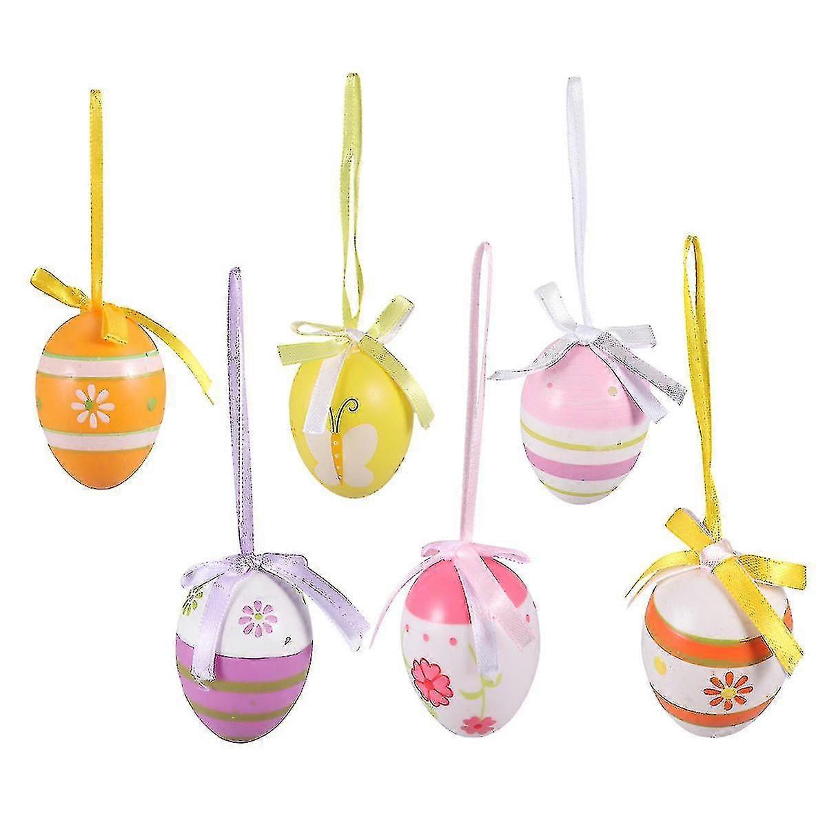 6pcs Coloré Easter Egg Hanging Simuler Plastic Egg Pendentif