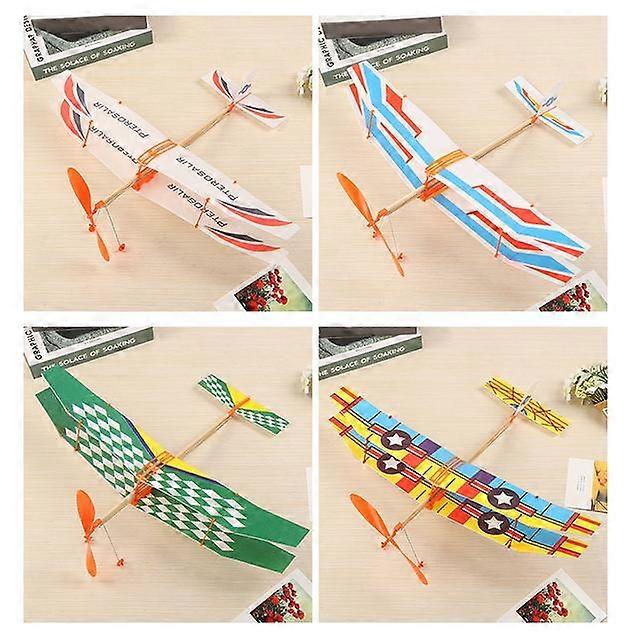 1PC DIY Foam Plane Model Rubber Band Powered Glider Plane Assembly Model Novelty Aircraft Kids Educational Toy Gift for Children