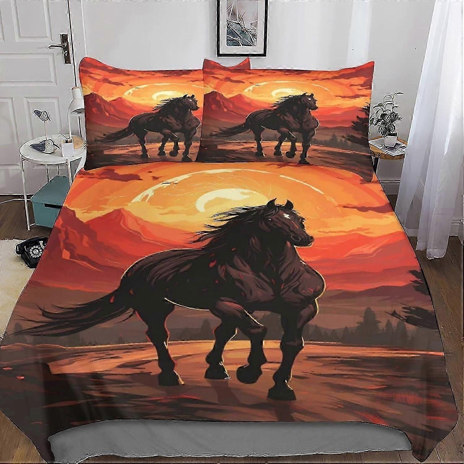 J3033 Bed Sheets Horse Pattern Bedding Set Full Comforter Cover