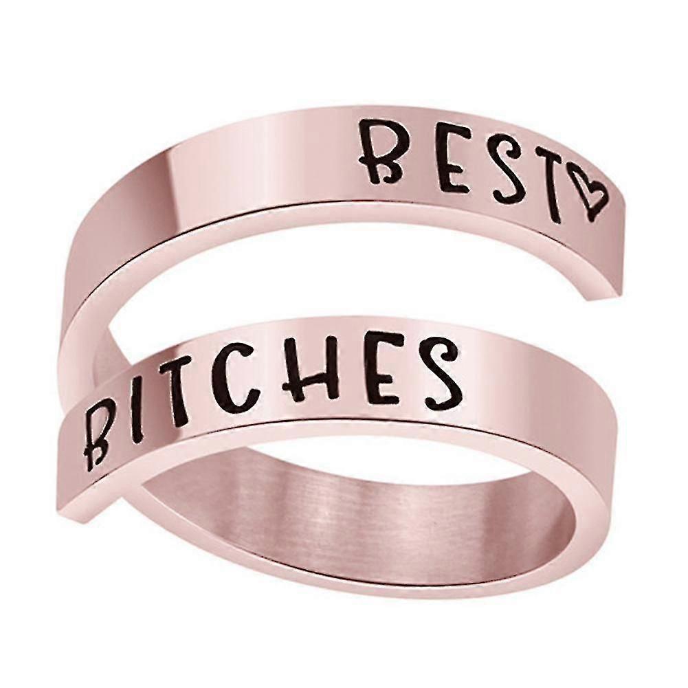 Women Stylish Titanium Steel Adjustable Opening Ring Double-layer Engraved With Keep Going