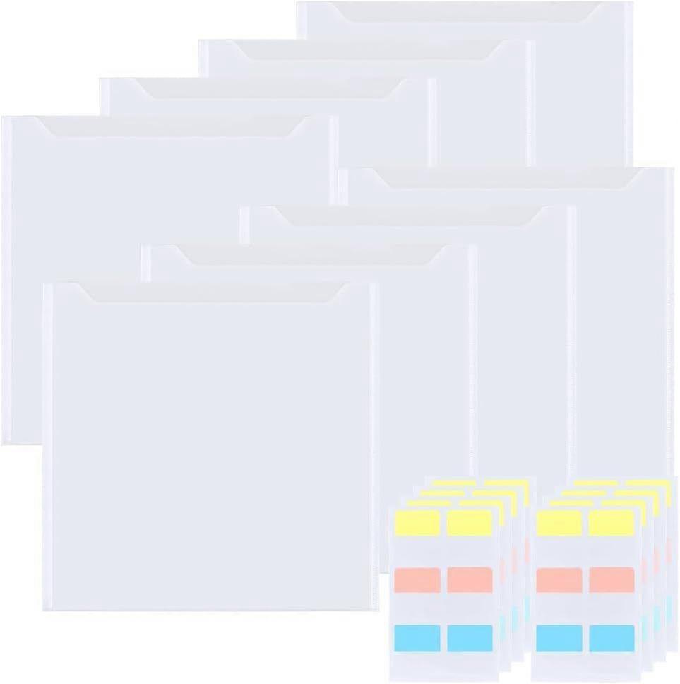 50Pcs Clear Scrapbook Paper Storage Organizer with 20 Sheets Sticky Index Tabs Rectangle Waterproof Storage Bags Pockets for Holding Scrapbooks Papers