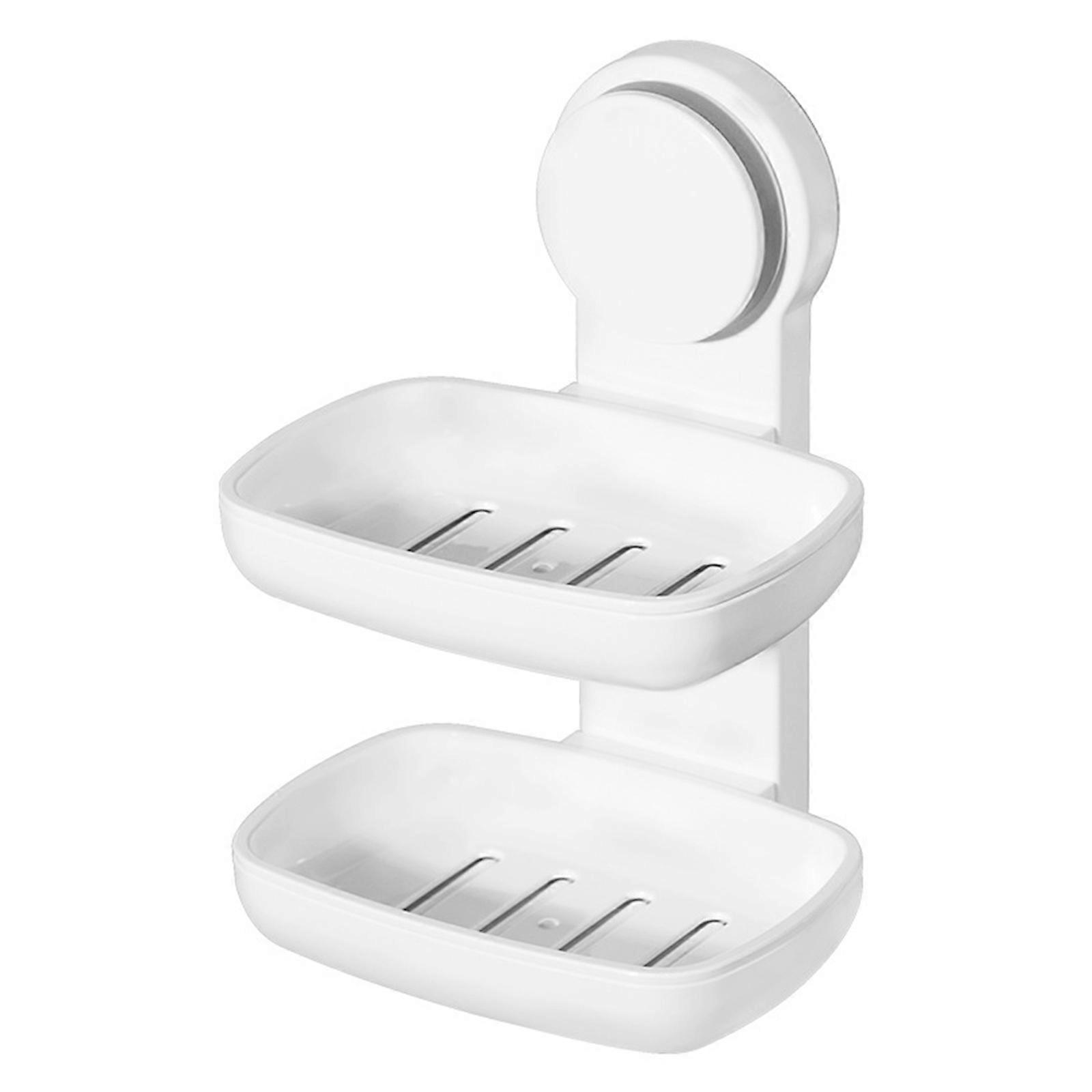Soap Dish Soap Holder for Shower Single/Double Layer Wall Mounted Soap Rack No Drilling Self Draining for Bathroom