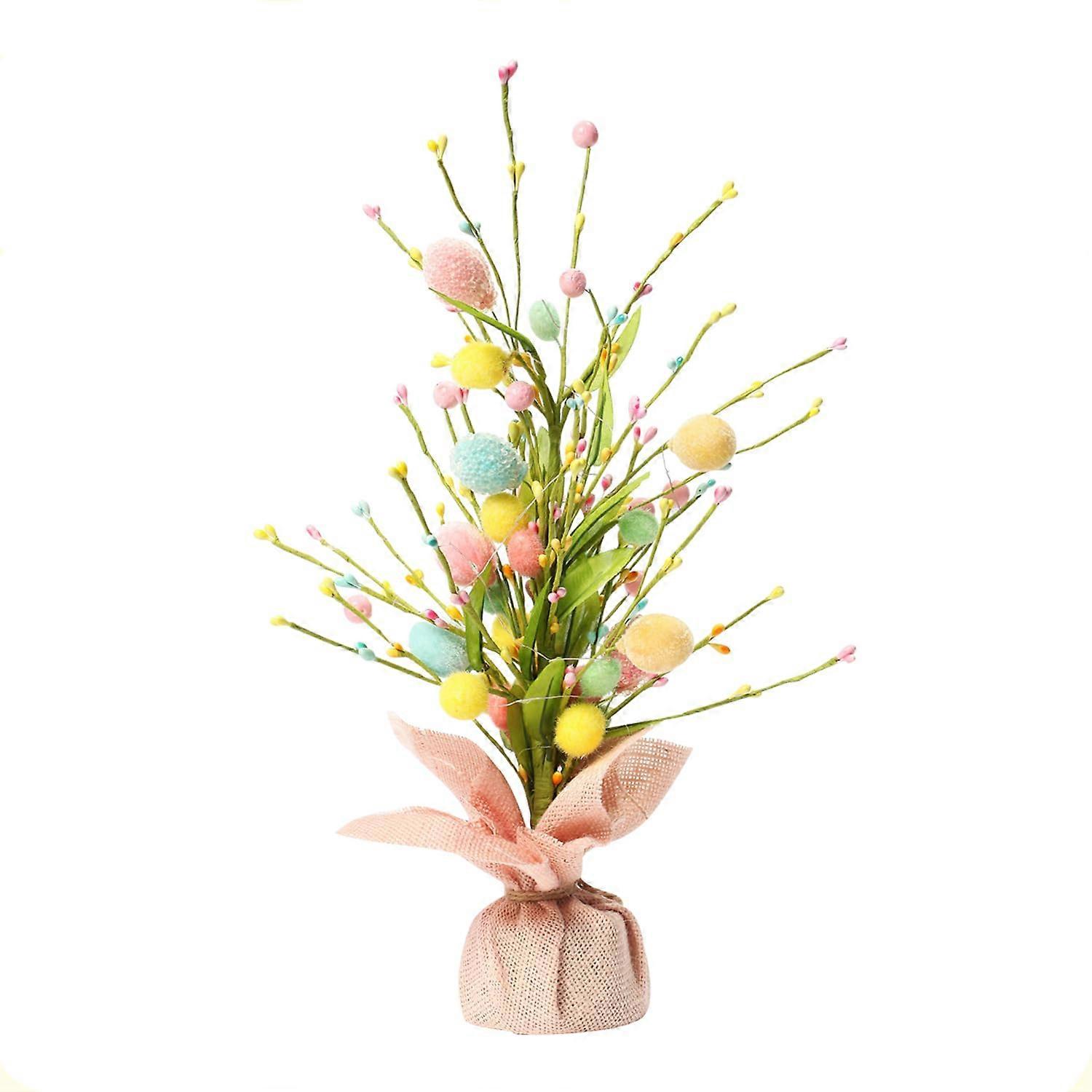 18 Inch Artificial Tree with LED Light and Multi - Colored Eggs for Decor