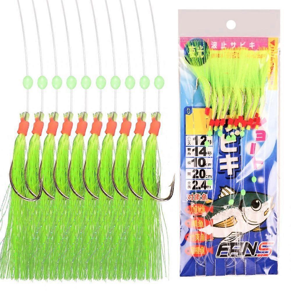 10pcs Mackerel and Bass Sea Fishing Hooks with Mackerel Feathers Barbados Hooks for Boat and Deep Water Fishing Sizes 4/0# Fishing Tools