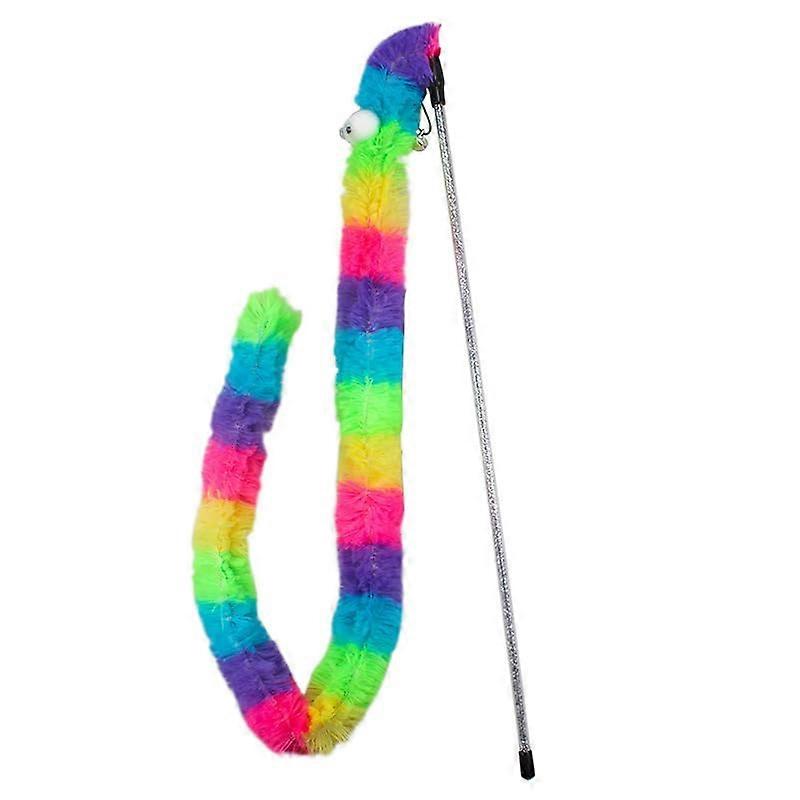 Cat Rainbow Teaser Toy for Indoor Cats and Kittens - Interactive Feather Wand with Multi-Color Design and Durable Material