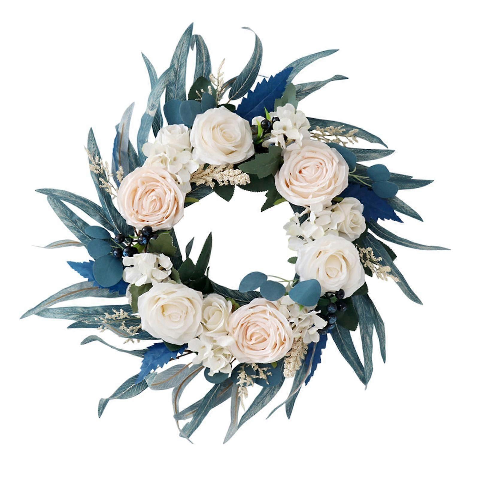 Yapay Gül Çiçekleri Çelenk 18in Sevgililer Günü Bahar Çelengi Ön Kapı