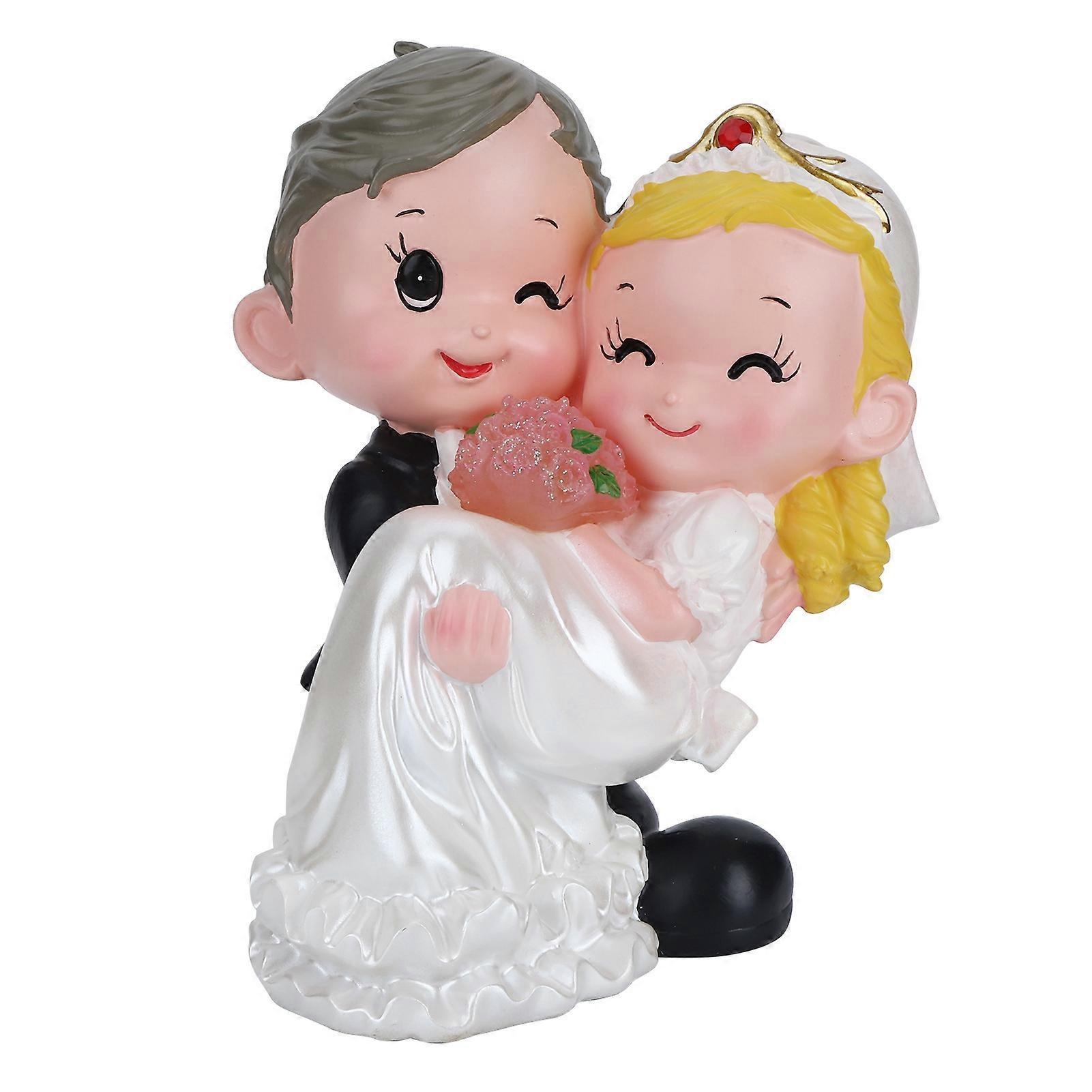 Bride Groom Figurine Wedding Ornament with LED Light, Unique Design for Birthdays and Anniversaries, 6 Inch, Resin Material