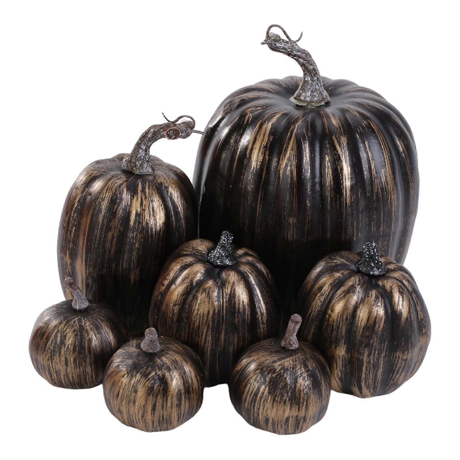 7Pcs Assorted Artificial Pumpkins Fall Harvest Decorating Decorative Fireplace