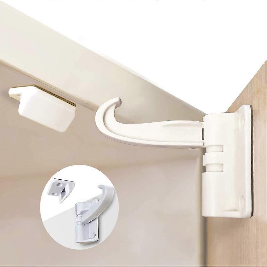 5pcs見えないデザインのキッチンキャビネットロック、穴あけネジなしの子供の安全ベビーキャビネットロック3M接着剤
