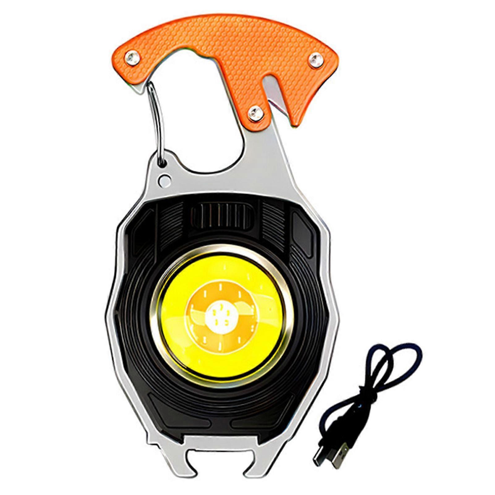 Mini Keychain Torch COB Lamp, Portable Rechargeable Flashlight with Magnetic Base, 7 Lighting Modes for Fishing, Cycling, and Hiking
