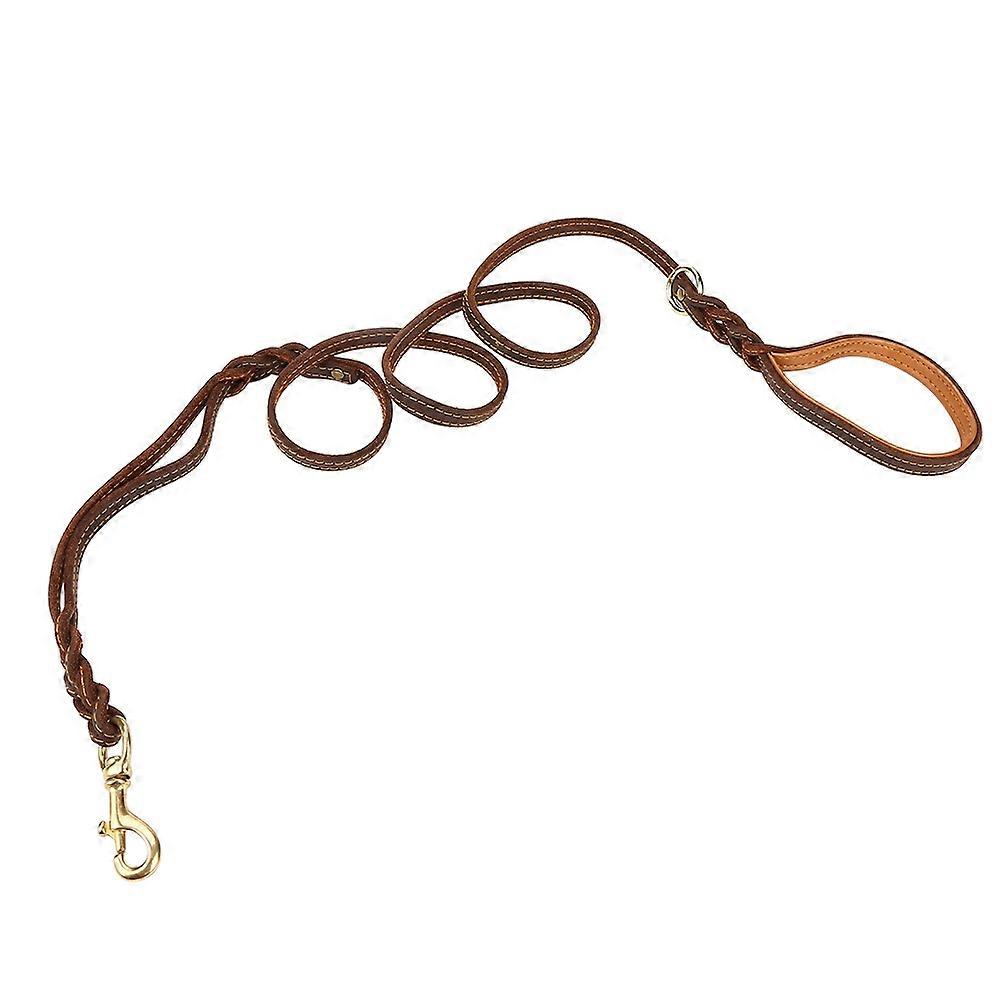 Leather Dog Training Leash Double Hooks Strap for Large Medium Small Dogs