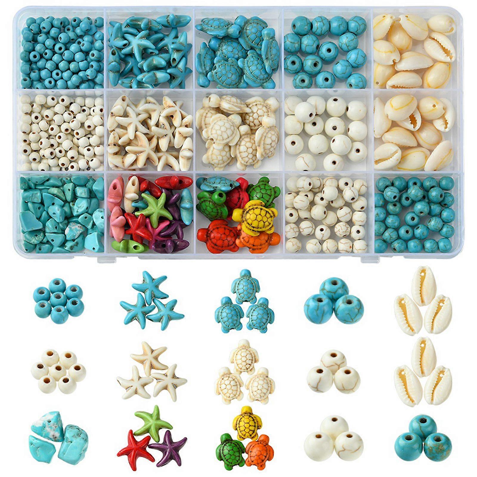 Jewelry Making Kits DIY Synthetic Turquoise & Natural Cowrie Shell Beads Jewelry Making Finding Kits Mixed Color