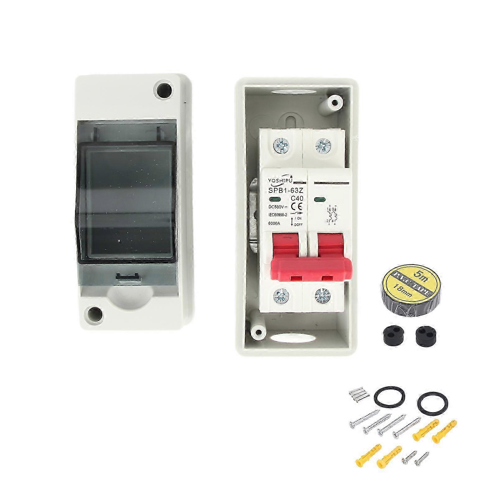 PV Solar Disconnect Switch Photovoltaic Circuit Isolator Miniature RV Breaker Box DC500V IP65 Waterproof 40A