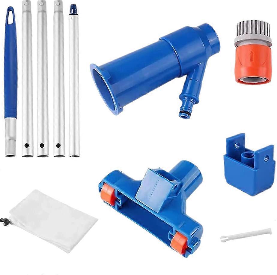 Manual Pool Vacuum - Pool Jet Vacuum with 4 Surface Nets and 5 Section Pole - Manual Pool Vacuum for Ponds, Aquariums and Fountains