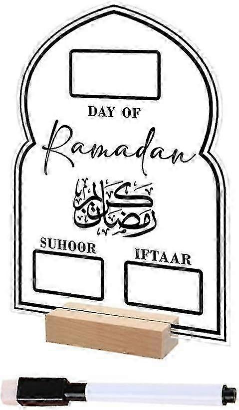 Reusable Ramadan Calendar Board,  Eid Mubarak Advent Countdown Calendar, Wooden Base Table Ornament With Pen