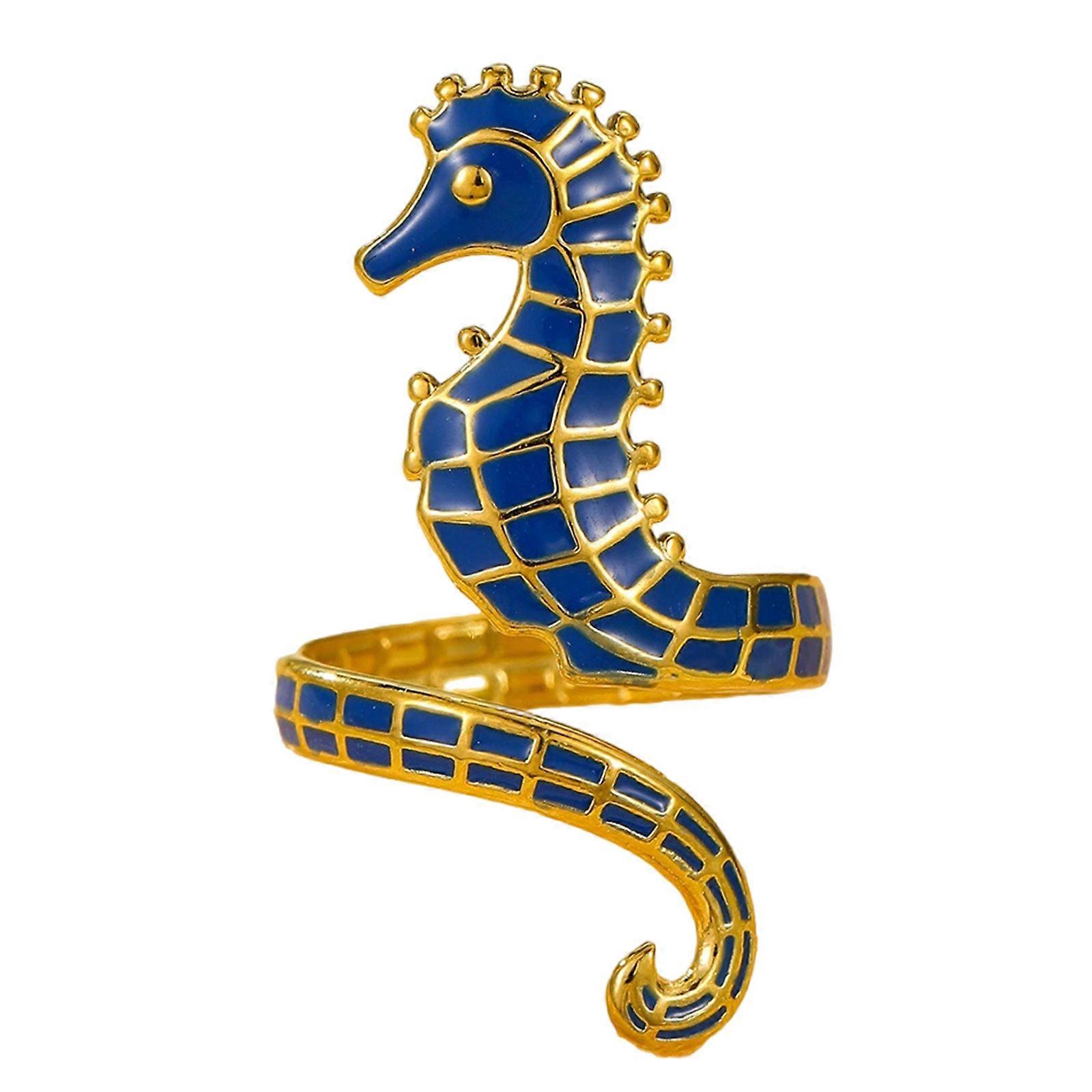 Artistic Oil Drop Seahorse Ring Crafted From Sturdy Alloy Material Suitable For Parties And Everyday Use