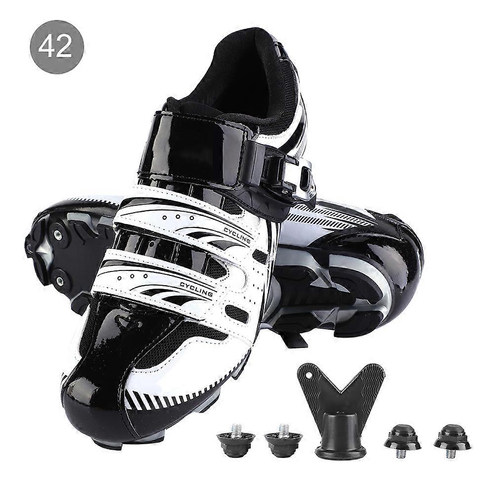 BOODUN 1 زوج دراجة جبلية قابلة للتنفس مضادة للانزلاق نظام SPD أحذية ركوب الدراجات للرجال للبالغين (أبيض -42)