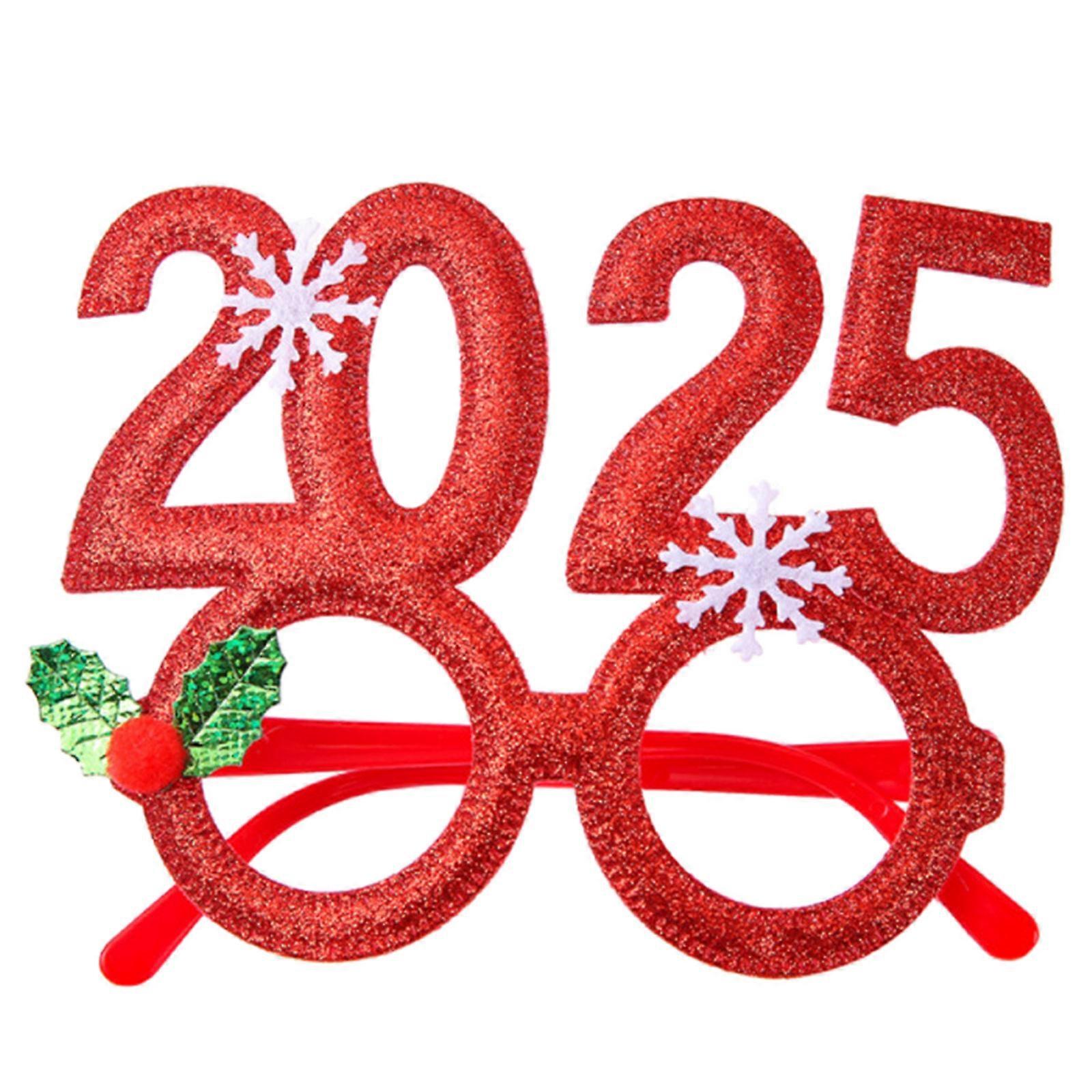 2025 מסגרת משקפי חג המולד 2025 משקפי מסיבת השנה החדשה משקפי חג המולד משקפי נצנצים לילד מבוגר חג המולד אדום