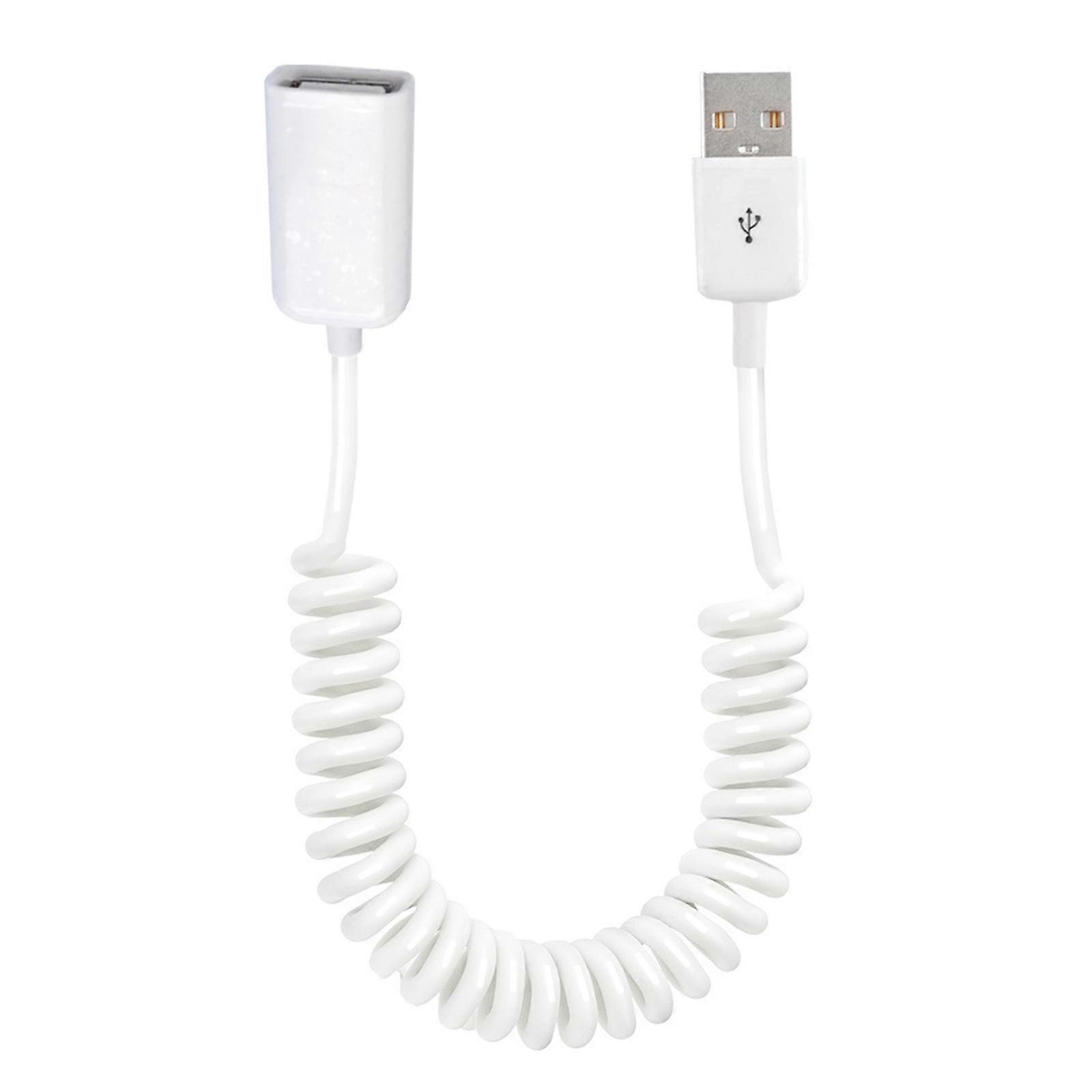 Yüksek Hızlı USB2.0 Erkek - Dişi Spiral Sarmal Uzatma Kablosu Şarj Veri İletimi için Beyaz