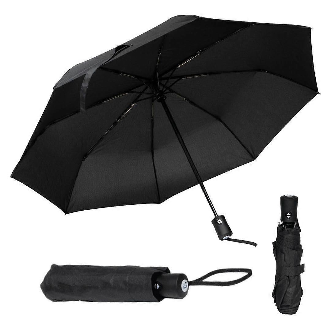 Compact Travel Umbrellas 2-Pack Windproof Auto-Open Nylon Canopy Black