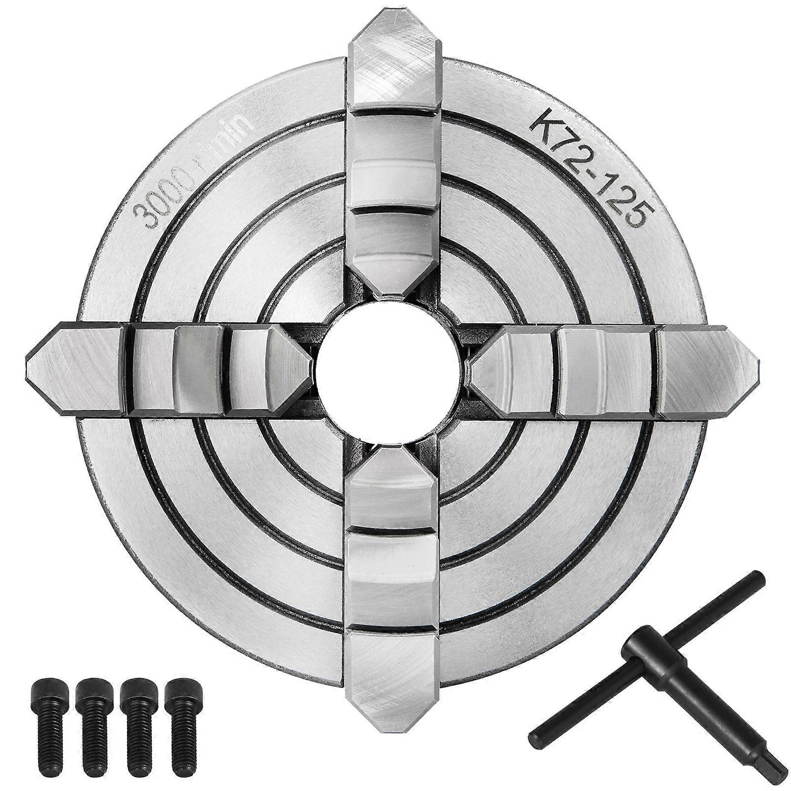 K72-125 5" 4 Jaw Lathe Chuck Independent Plain Back Reversible 125mm