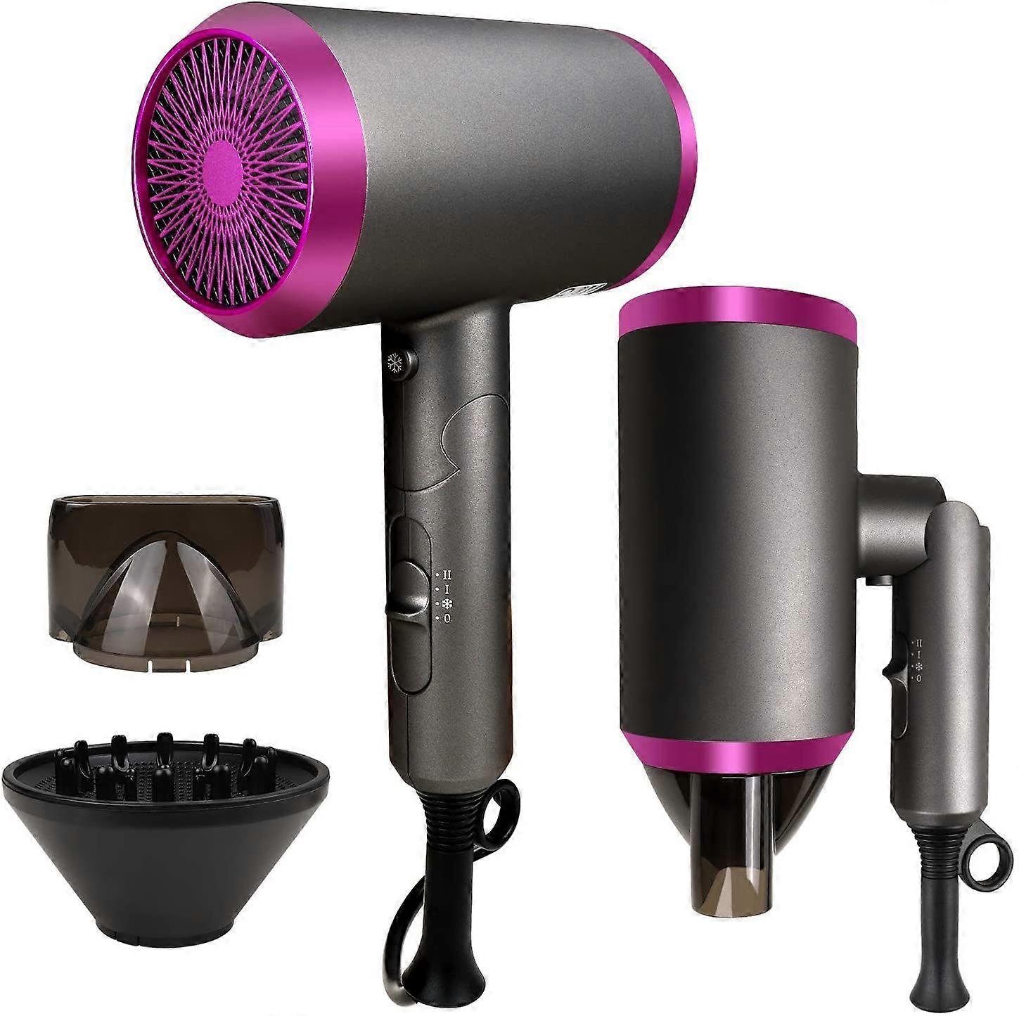 Professional Foldable Ionic Hair Dryer with Diffuser and Concentrator Nozzles for Home and Travel