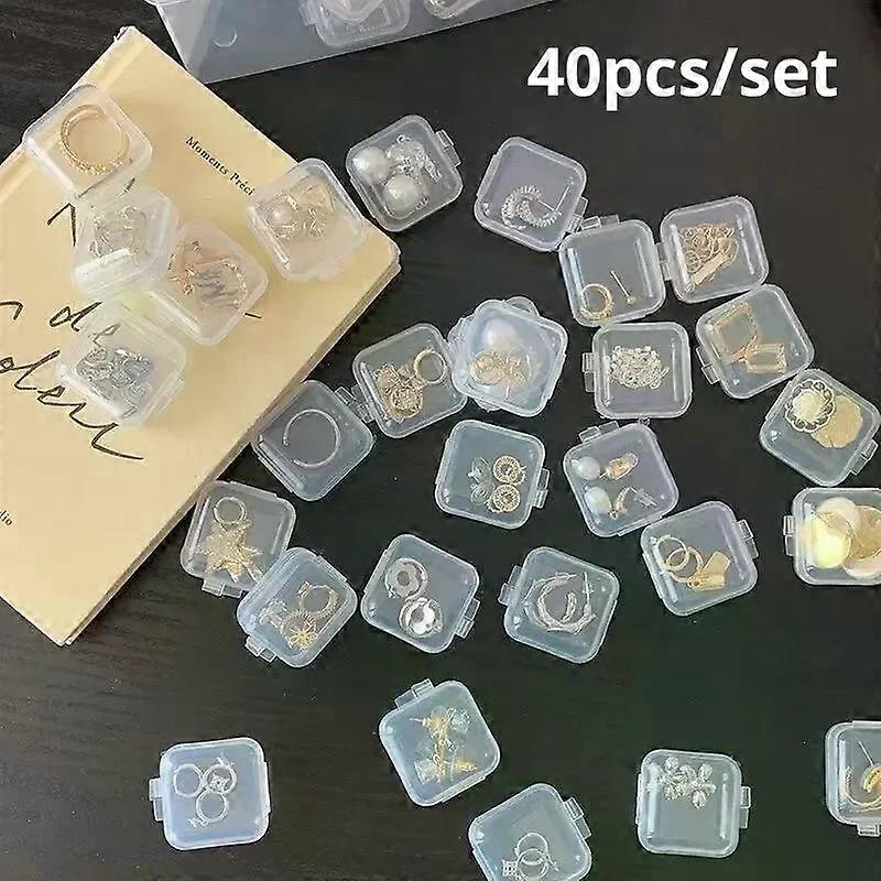 20/40pcs Mini Transparent Plastic Storage Box Ring Earring Necklace Organizer Multifunctional Portable Storage Boxes