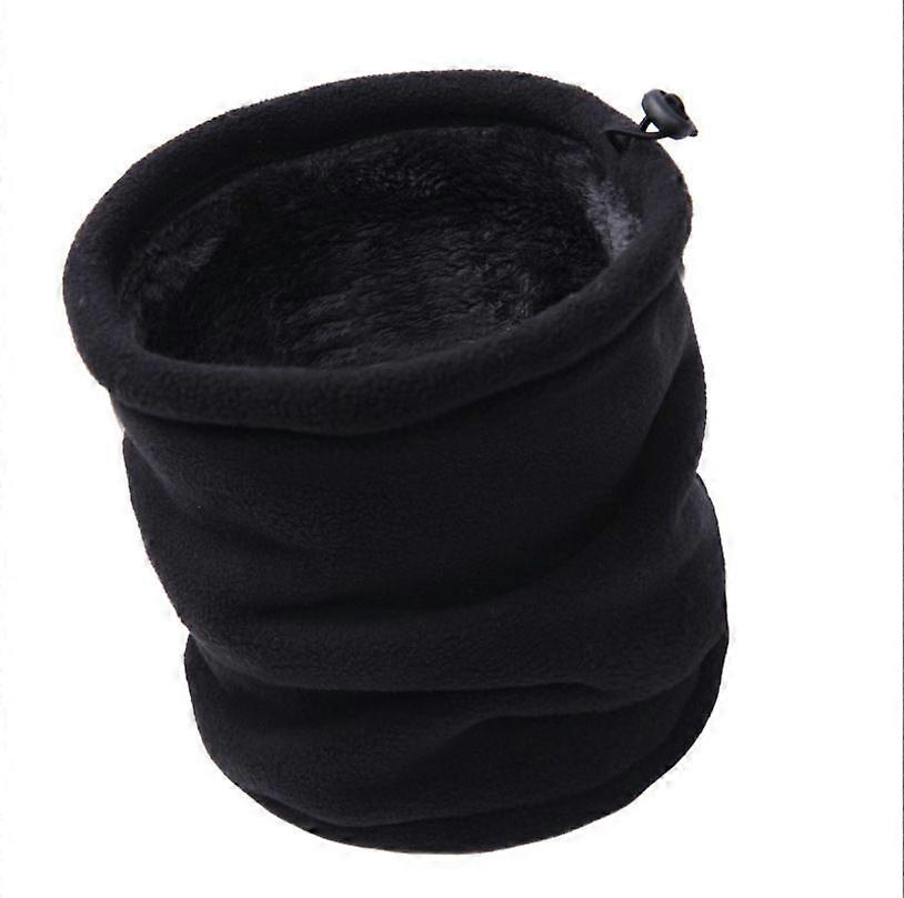 Winter fleece scarf, double layer warm neck protection, thickened multi-functional scarf, black