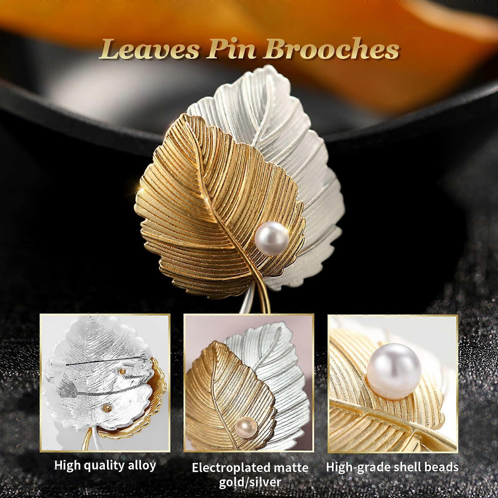 Gold leaf high-end brooch corsage Gift for Mom