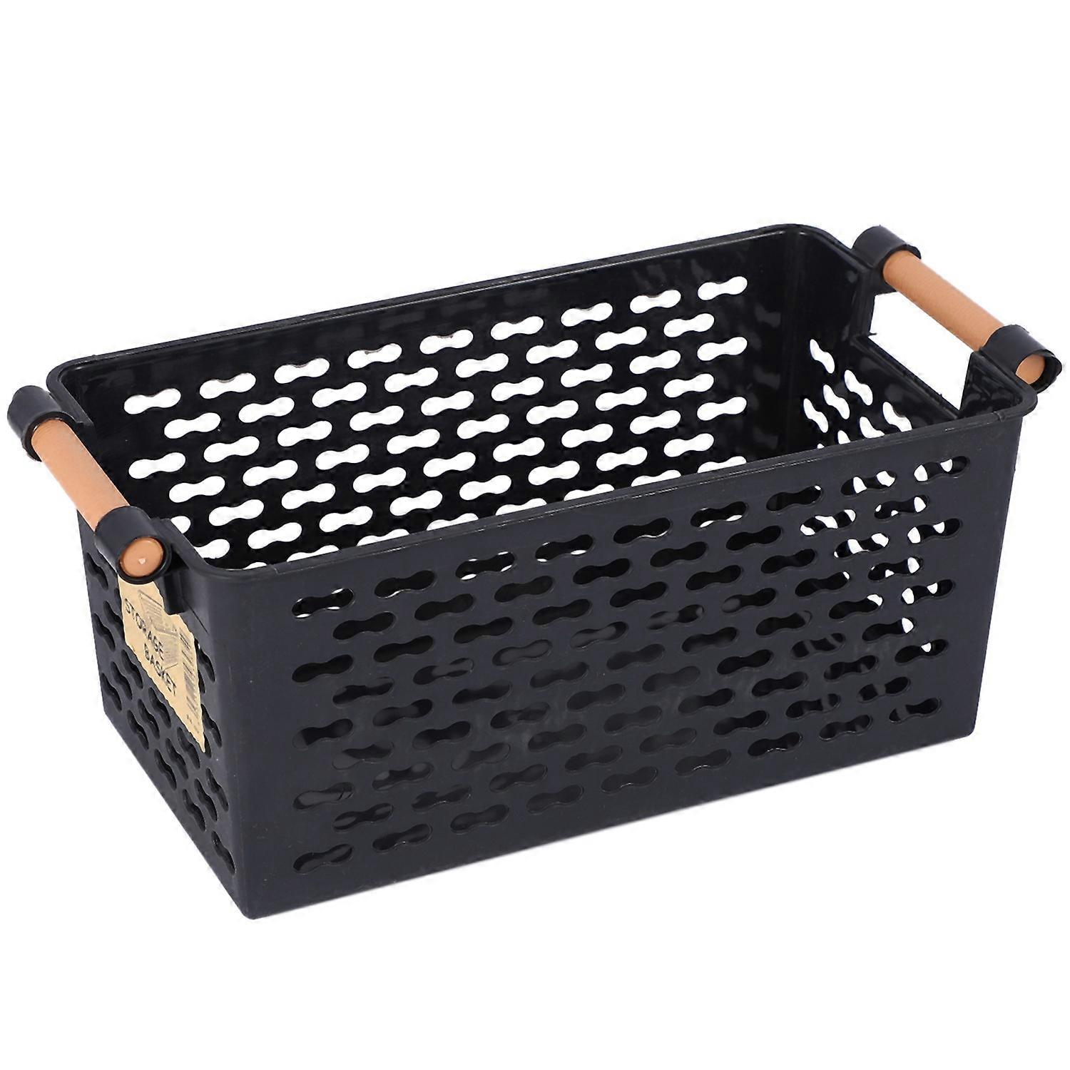 Plastic Desktop Rectangular Bathroom Storage Box Bath Basket Black