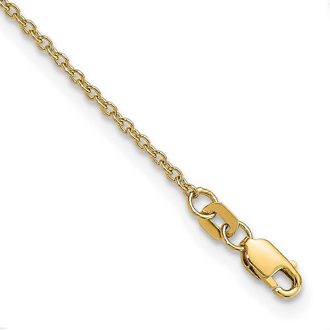 14k Yellow Gold 1.4mm Solid Polished Cable Chain Ankle Bracelet Anklet for Women and Men - Length: 9 to 10