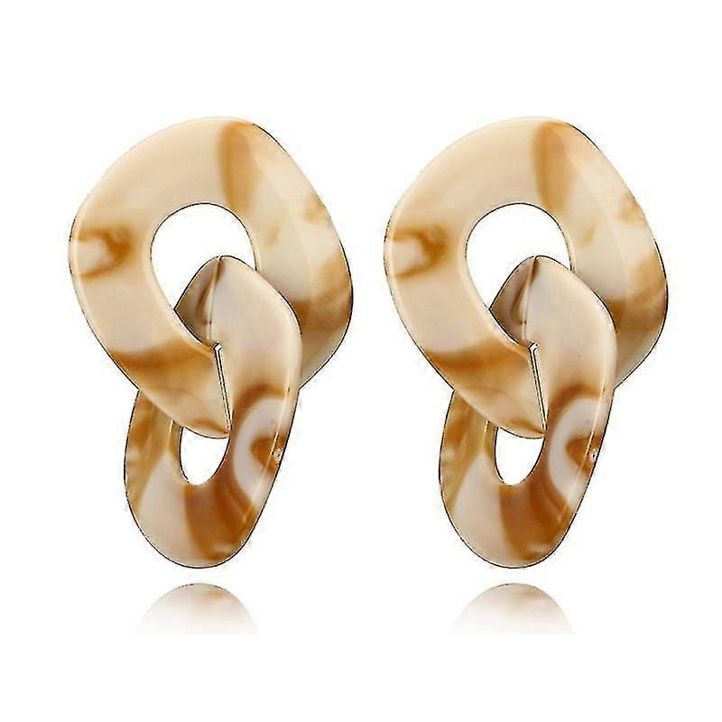 Acrylic Geometric Chain Drop Earrings Mottled Tortoiseshell Statement Jewelry