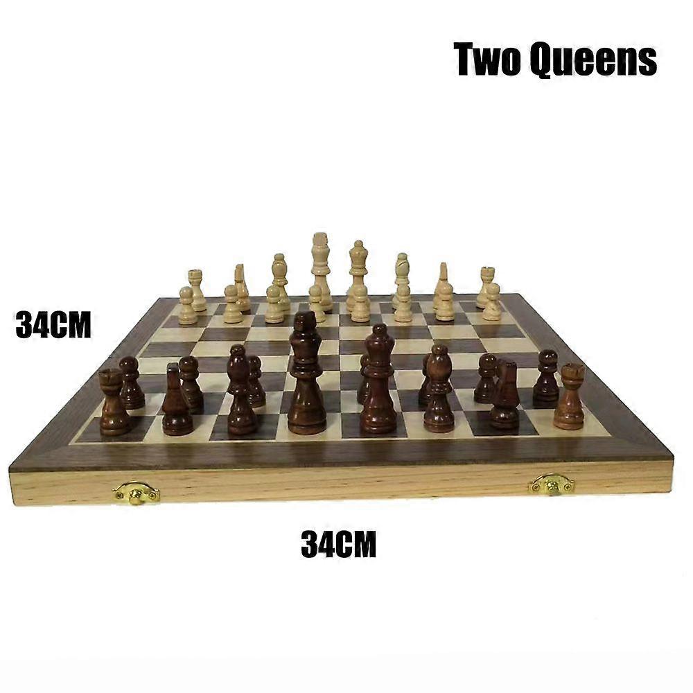 Giant Wooden Chess Two-Player Competitive Game Chess Magnetic Walnut Folding Board Inside Stores 39-39cm Gifts For Family Games