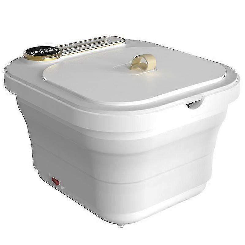 Folding Automatic Foot Bath Bucket Home Constant Temperature Massage Fountain Style White