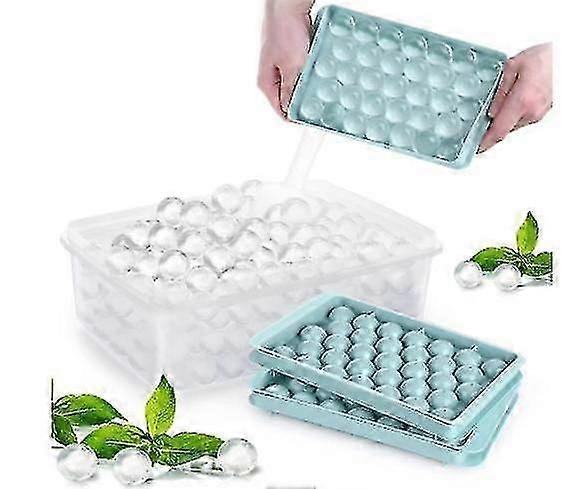 Round Ice Cube Tray With Lid Ice Ball Maker Mold For Freezer With Container Mini Circle Ice
