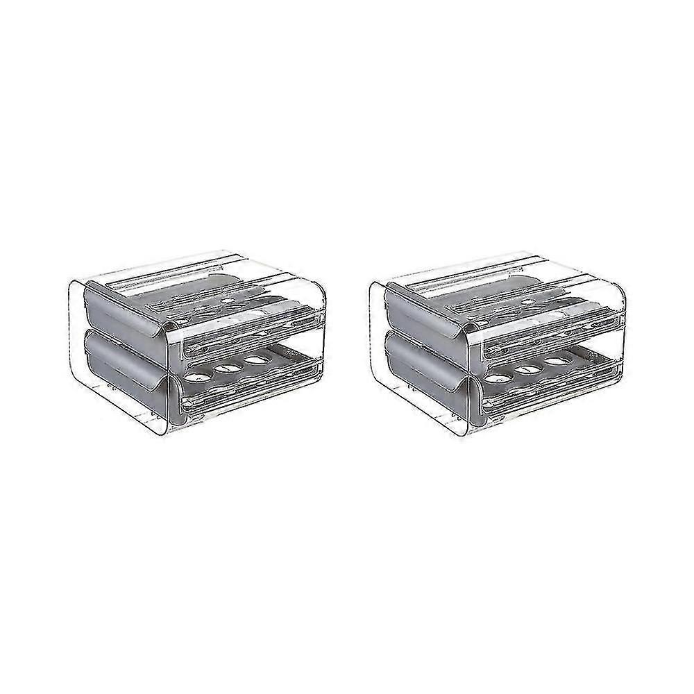 2pcs Egg Storage Box Double Drawer Refrigerator Egg Box,saving Space Stackable Multi-layer